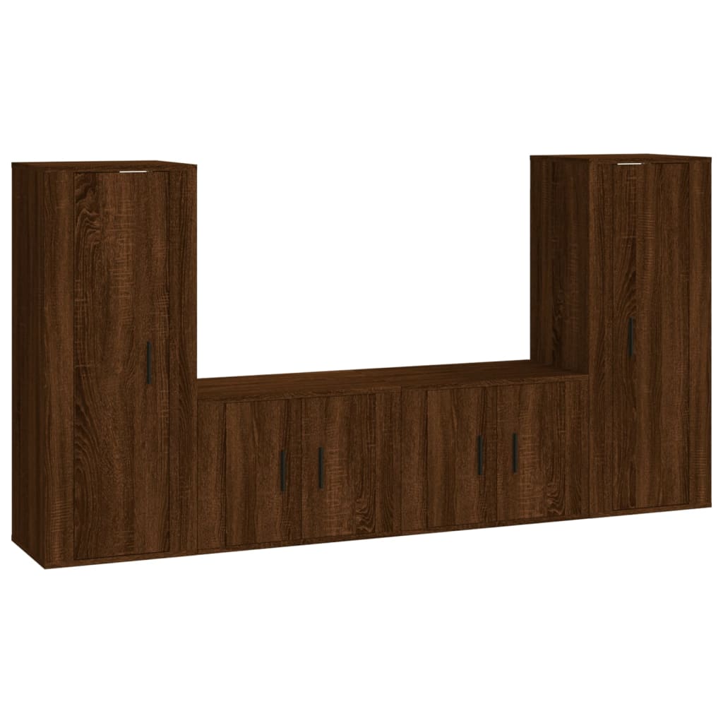 4 Piece TV Cabinet Set Brown Oak Engineered Wood
