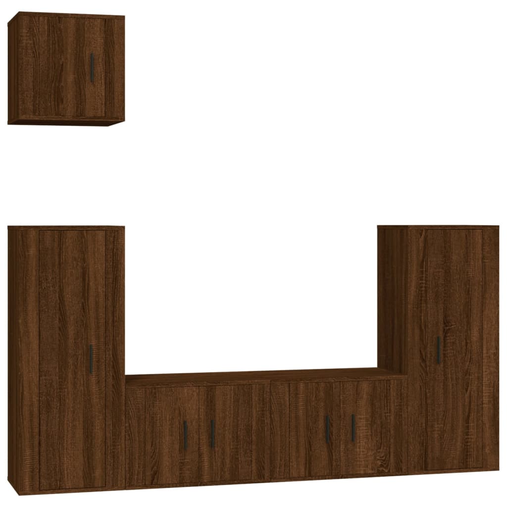 5 Piece TV Cabinet Set Brown Oak Engineered Wood