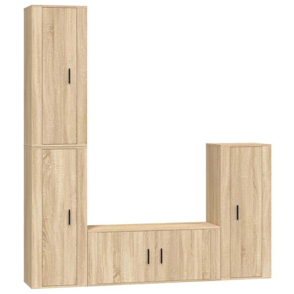 4 Piece TV Cabinet Set Sonoma Oak Engineered Wood