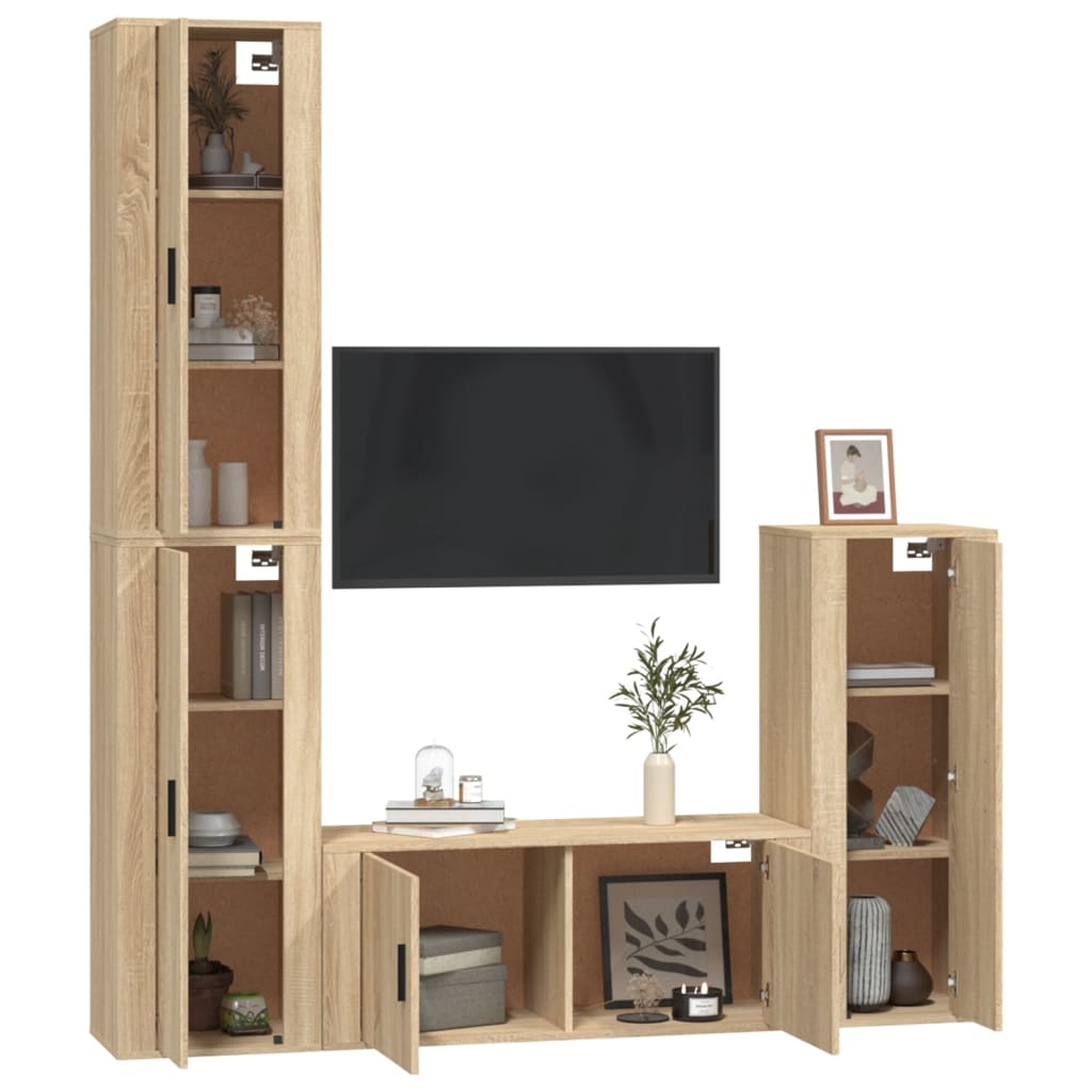 4 Piece TV Cabinet Set Sonoma Oak Engineered Wood