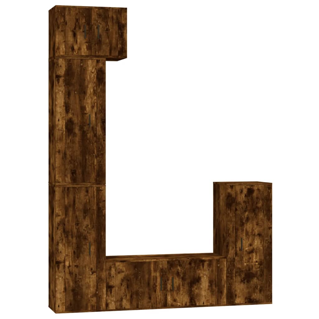 5 Piece TV Cabinet Set Smoked Oak Engineered Wood