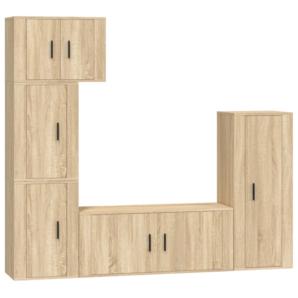 5 Piece TV Cabinet Set Sonoma Oak Engineered Wood