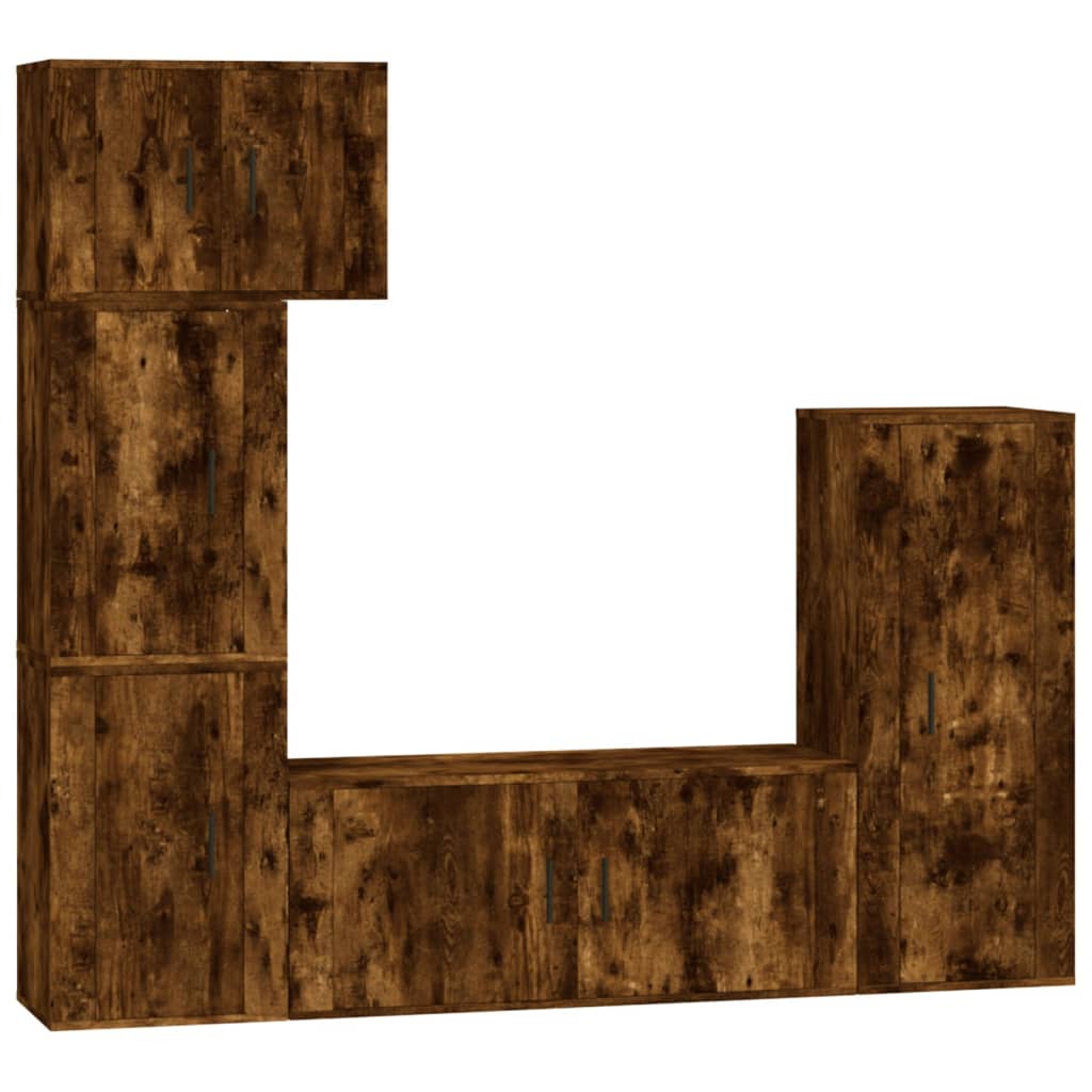 5 Piece TV Cabinet Set Smoked Oak Engineered Wood