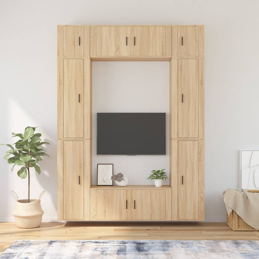 8 Piece TV Cabinet Set Sonoma Oak Engineered Wood