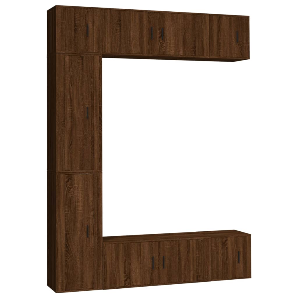 7 Piece TV Cabinet Set Brown Oak Engineered Wood