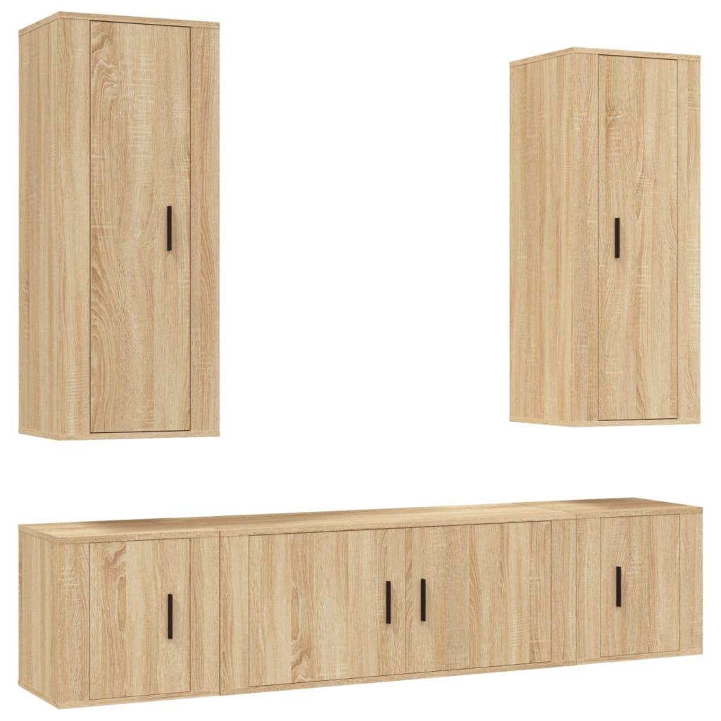 5 Piece TV Cabinet Set Sonoma Oak Engineered Wood