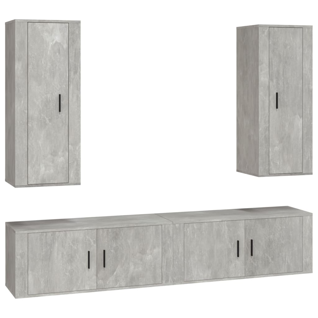 4 Piece TV Cabinet Set Concrete Grey Engineered Wood
