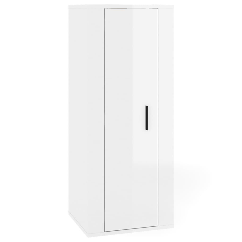 8 Piece TV Cabinet Set High Gloss White Engineered Wood