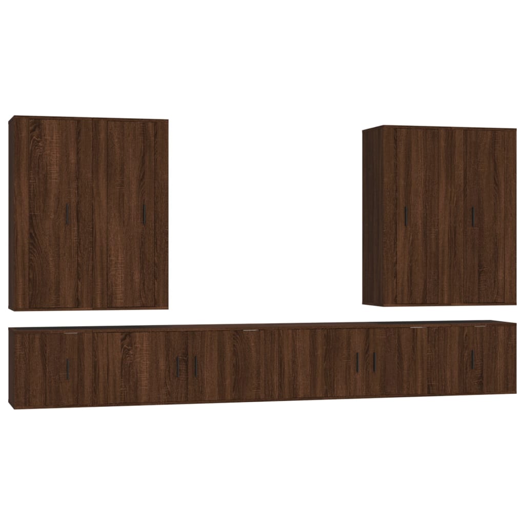 8 Piece TV Cabinet Set Brown Oak Engineered Wood
