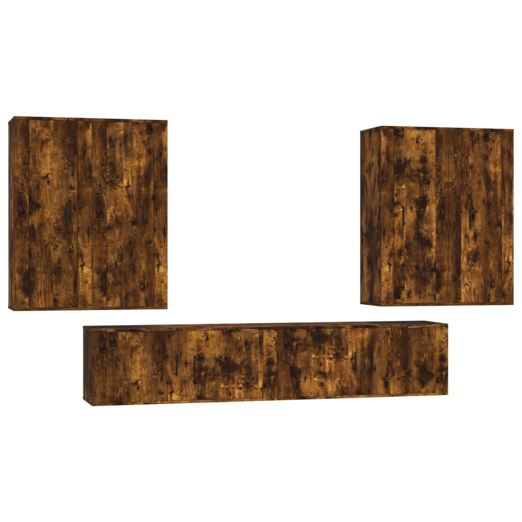 6 Piece TV Cabinet Set Smoked Oak Engineered Wood