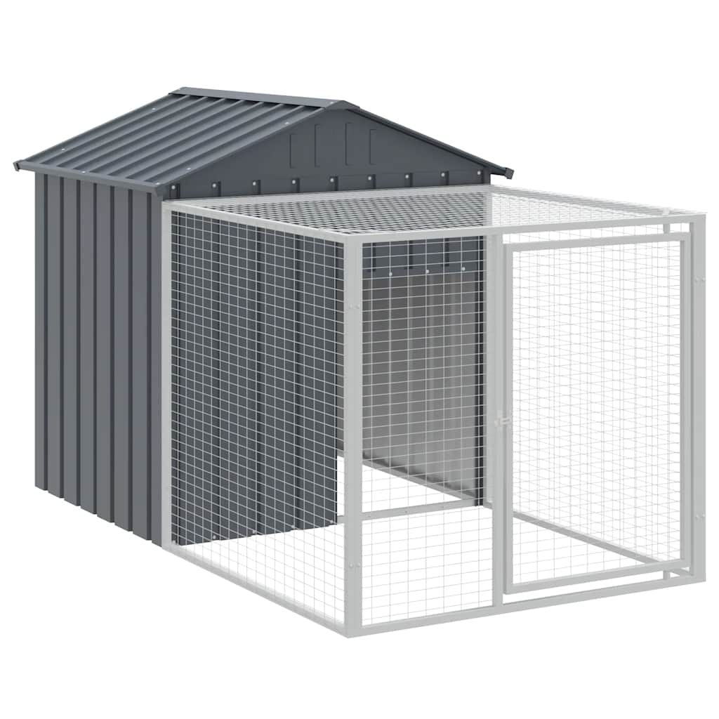 Chicken Cage with Run Anthracite 117x201x123cm Galvanised Steel