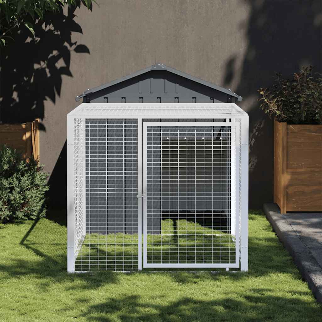 Chicken Cage with Run Anthracite 117x201x123cm Galvanised Steel