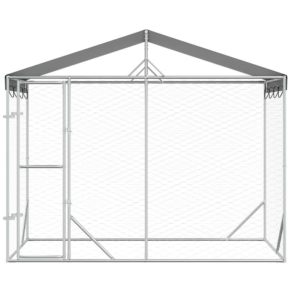 Outdoor Dog Kennel with Roof Silver 3x1.5x2.5m Galvanised Steel