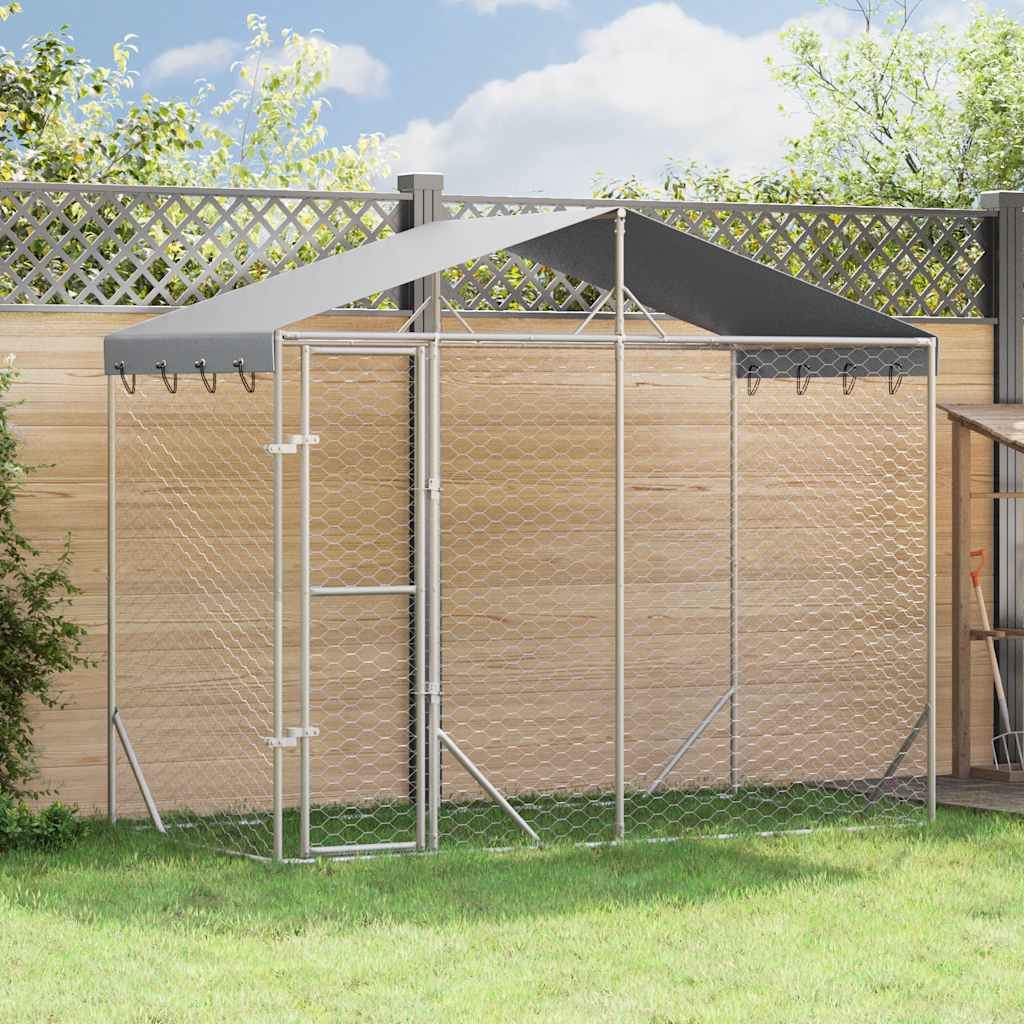 Outdoor Dog Kennel with Roof Silver 3x1.5x2.5m Galvanised Steel