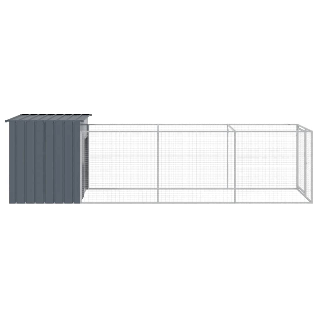 Dog House with Run Anthracite 110x405x110 cm Galvanised Steel