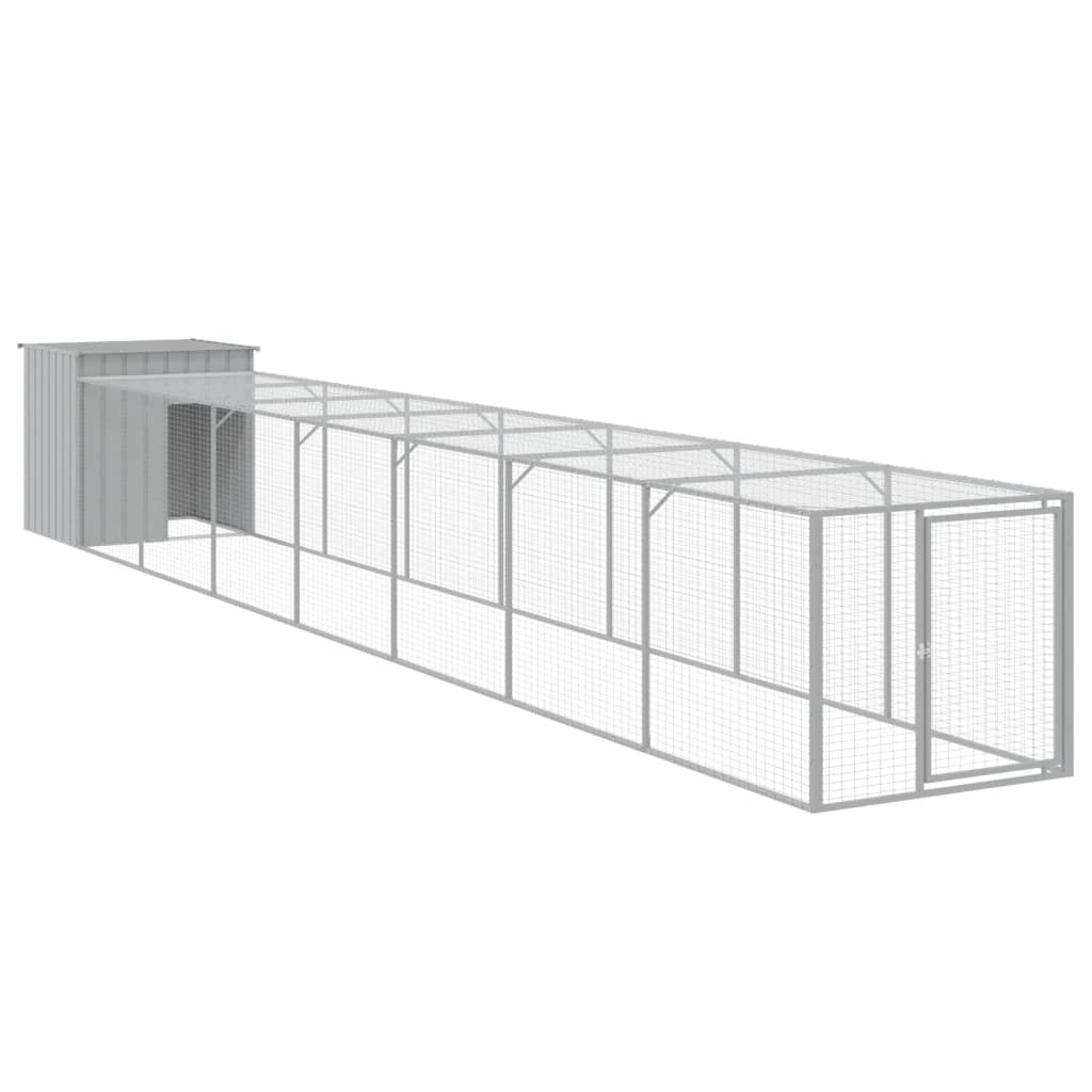 Chicken Cage with Run Light Grey 110x813x110cm Galvanised Steel