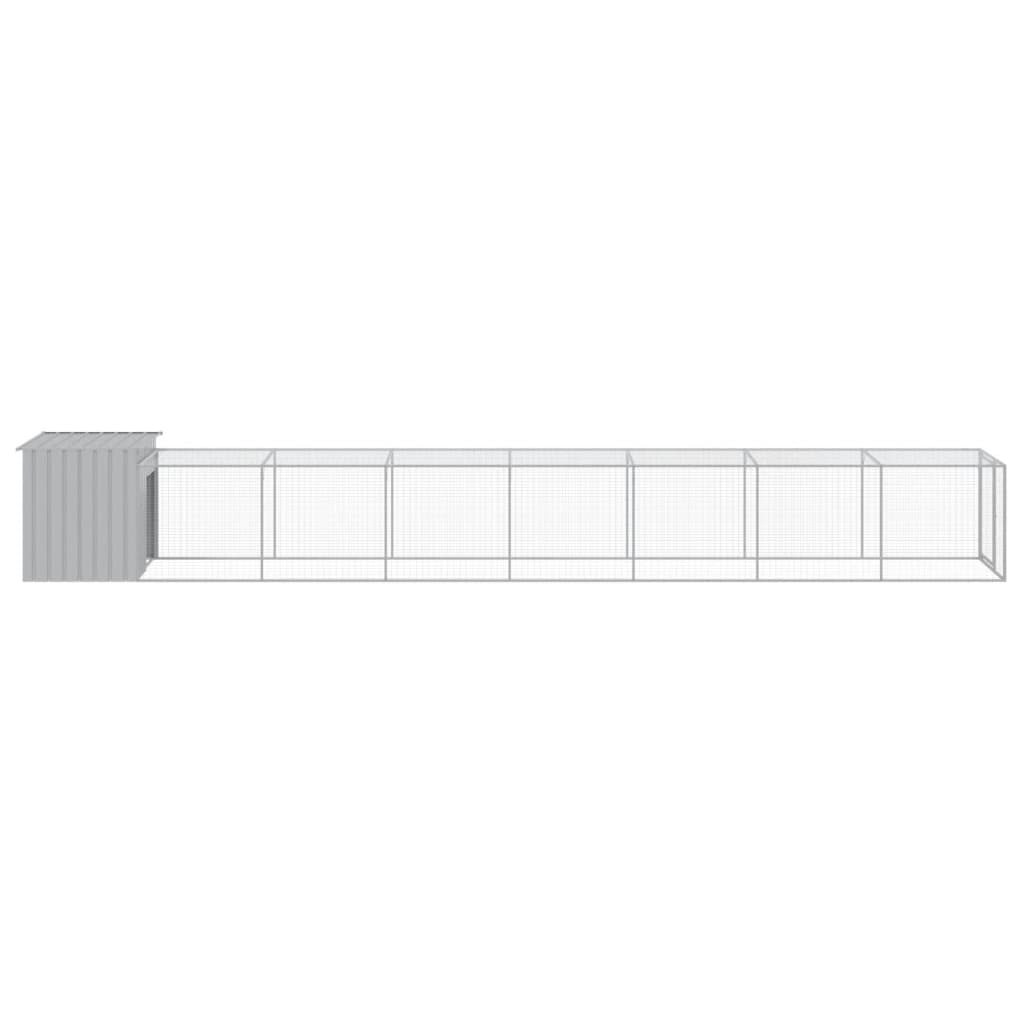 Chicken Cage with Run Light Grey 110x813x110cm Galvanised Steel