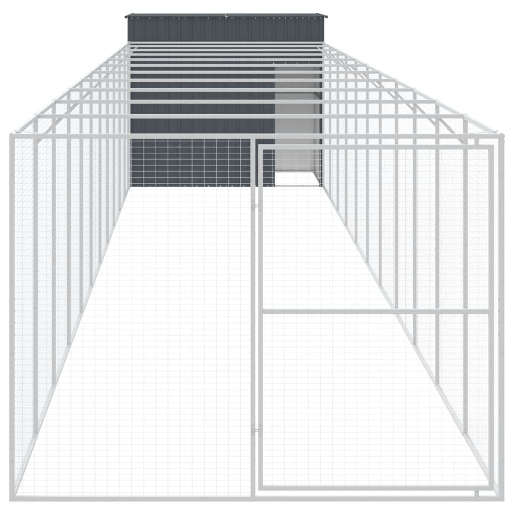 Dog House with Run Anthracite 214x1273x181 cm Galvanised Steel