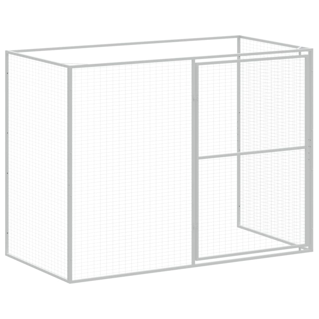 Dog House with Run Light Grey 214x865x181 cm Galvanised Steel