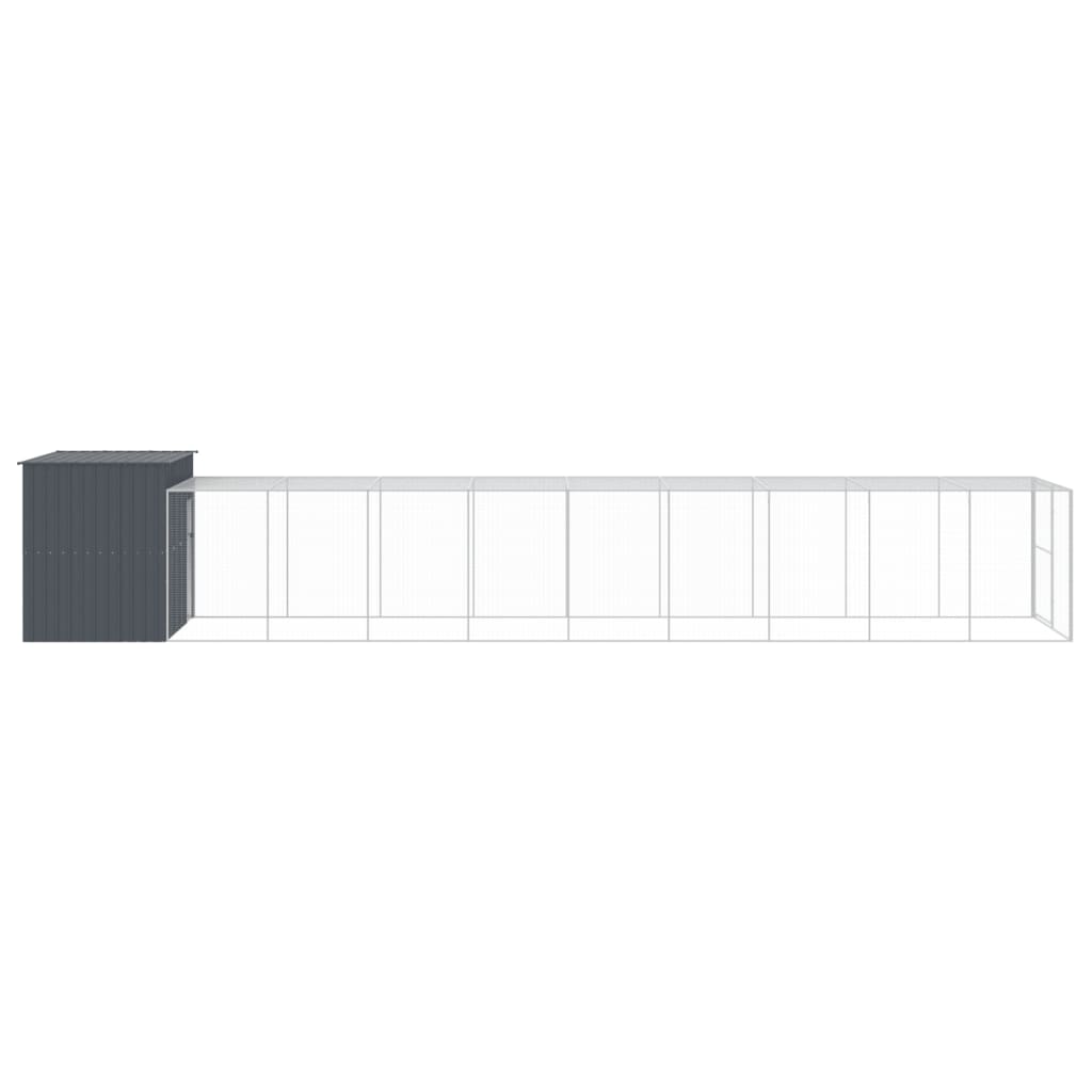 Dog House with Run Anthracite 214x1069x181 cm Galvanised Steel