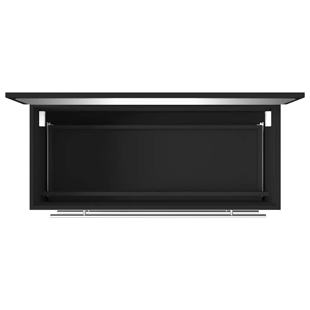 Bathroom Cabinet with Mirror Black Engineered Wood