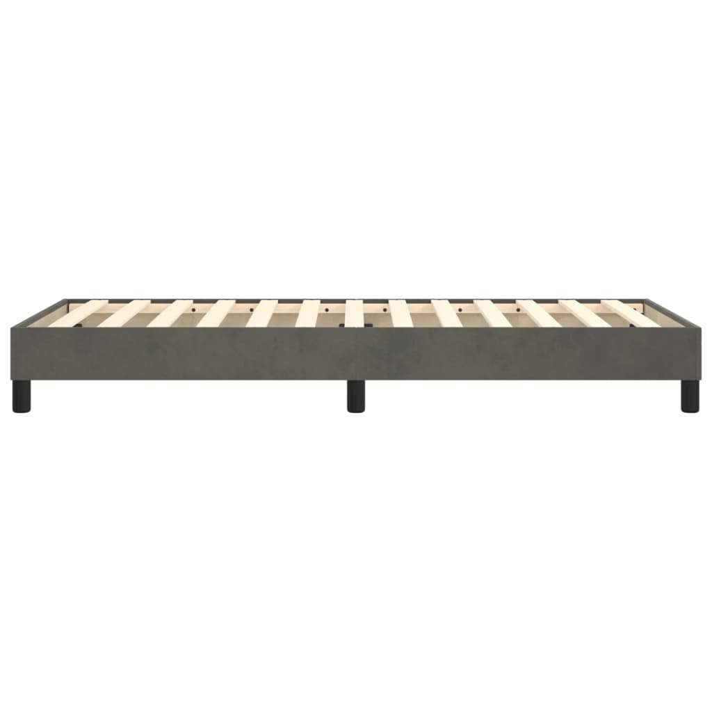 Box Spring Bed without Mattress Dark Grey King Single Size Velvet