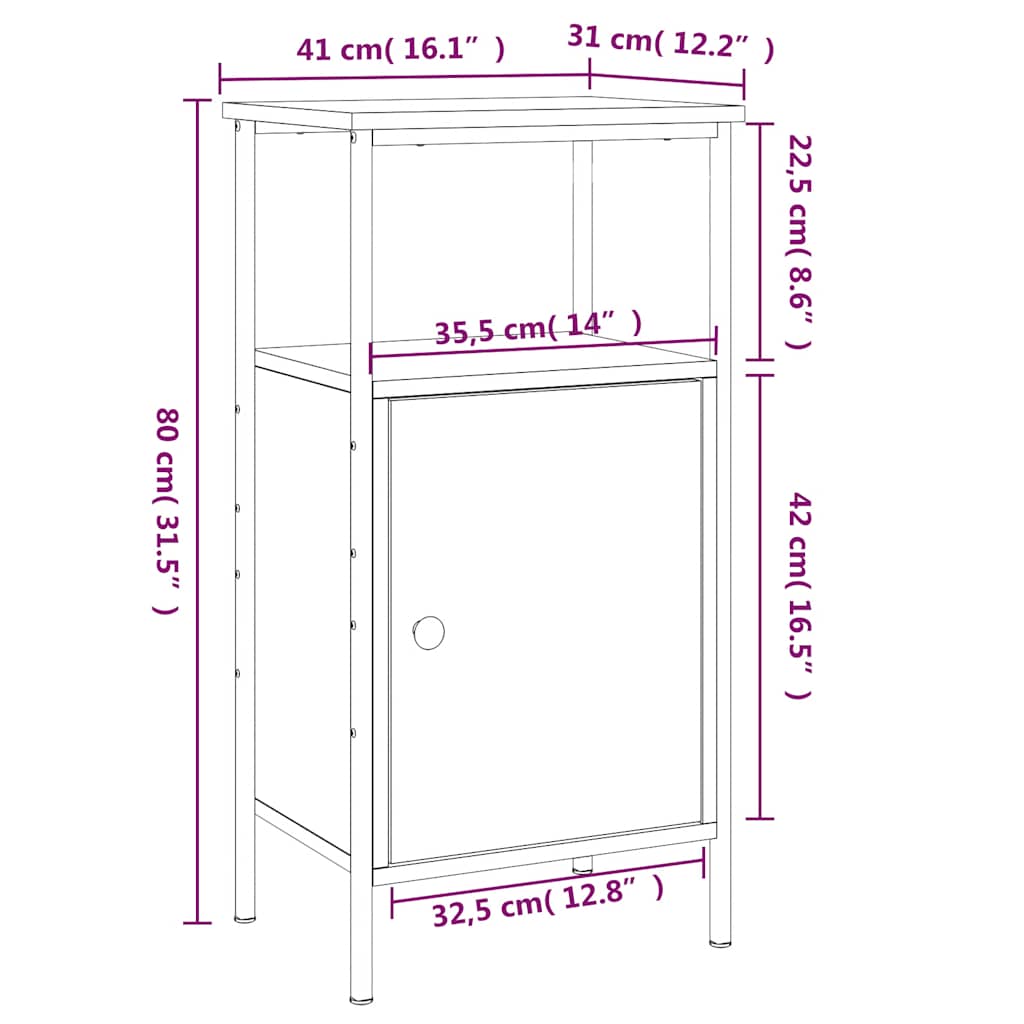 Bedside Cabinet Black 41x31x80 cm Engineered Wood