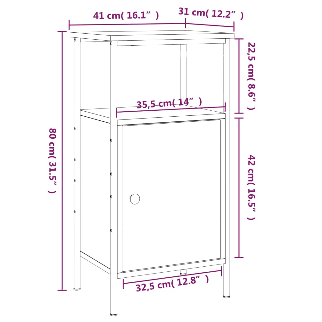 Bedside Cabinets 2 pcs Smoked Oak 41x31x80 cm Engineered Wood