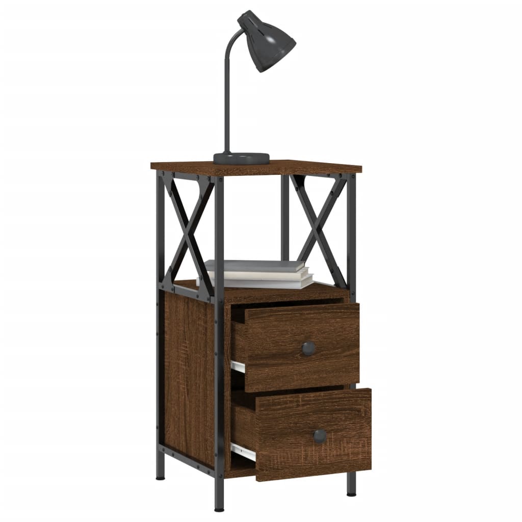 Bedside Cabinet Brown Oak 34x35.5x70 cm Engineered Wood