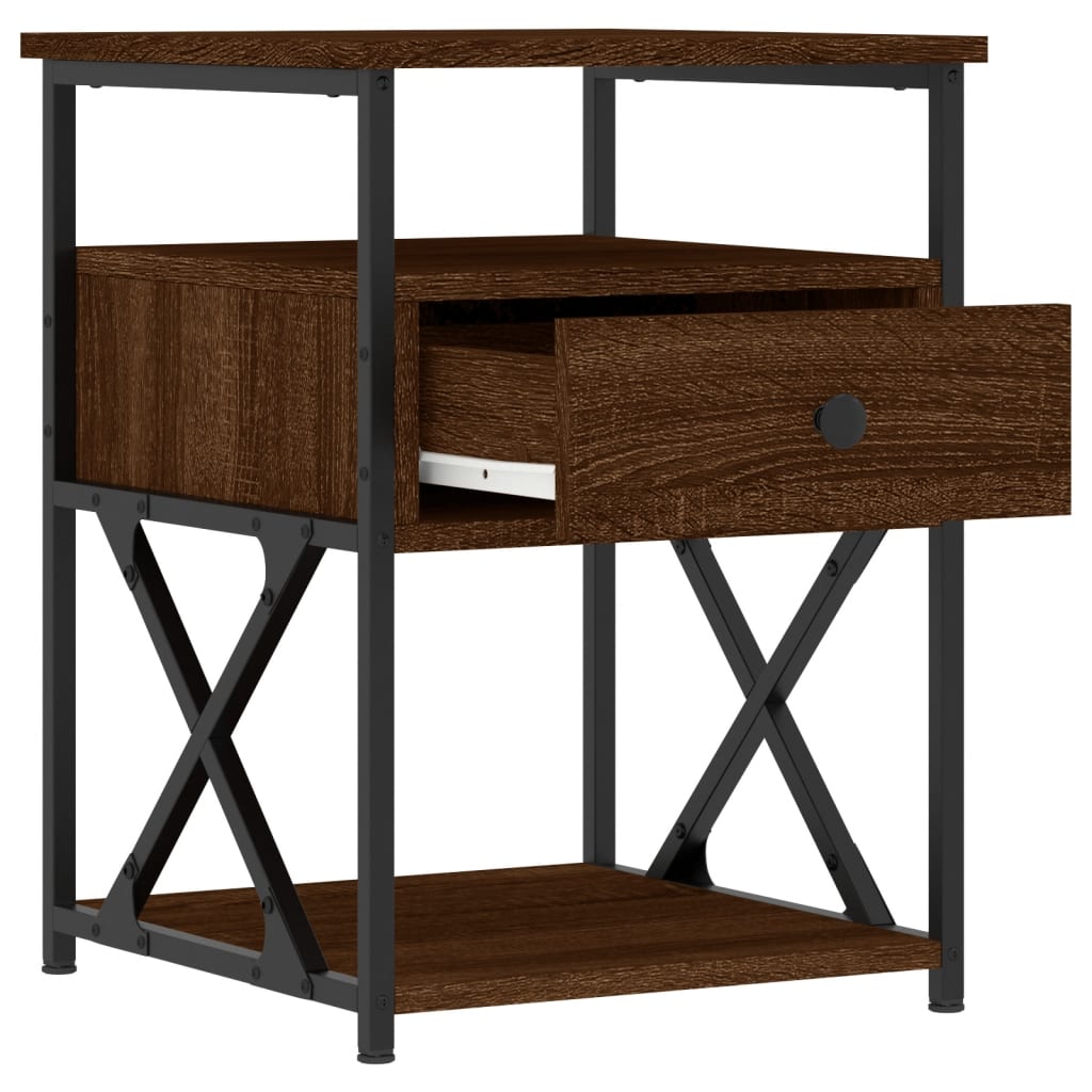 Bedside Cabinet Brown Oak 40x42x55 cm Engineered Wood