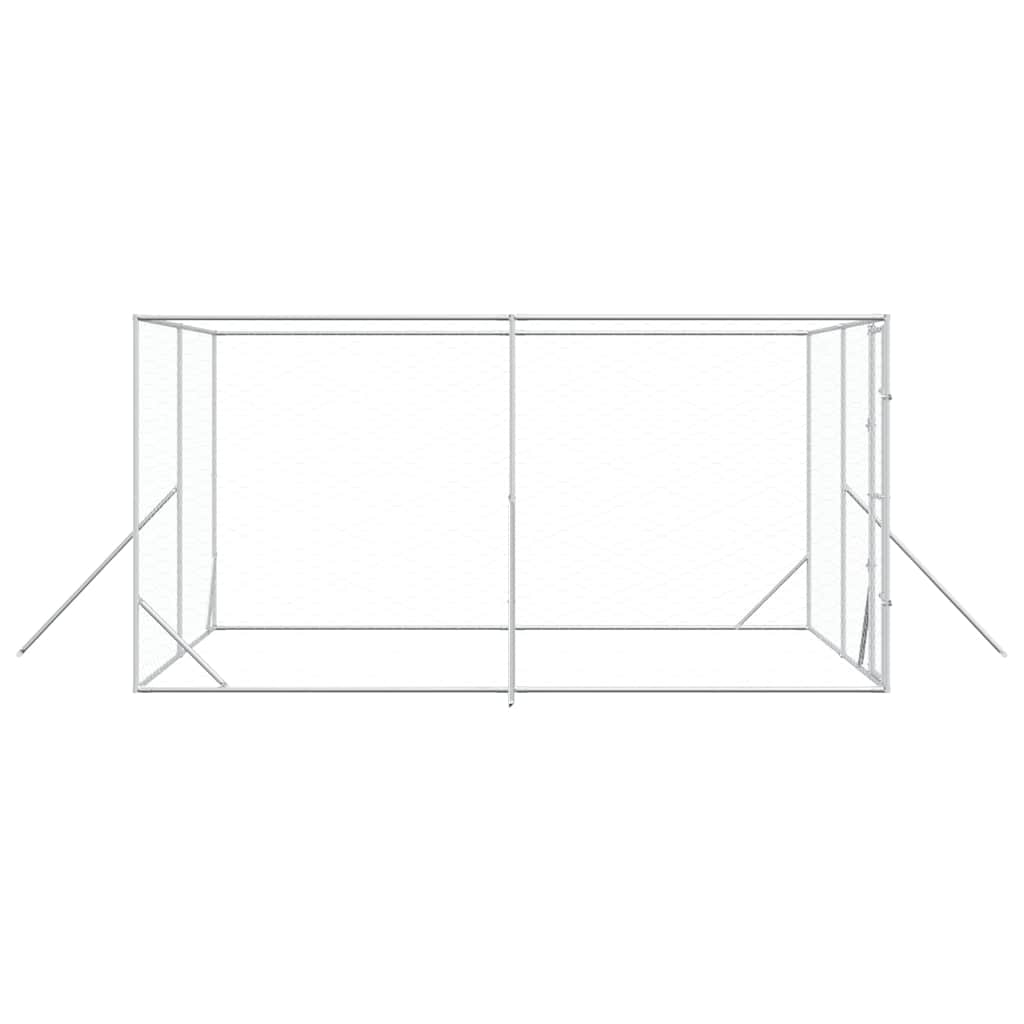Outdoor Dog Kennel Silver 4x4x2 m Galvanised Steel