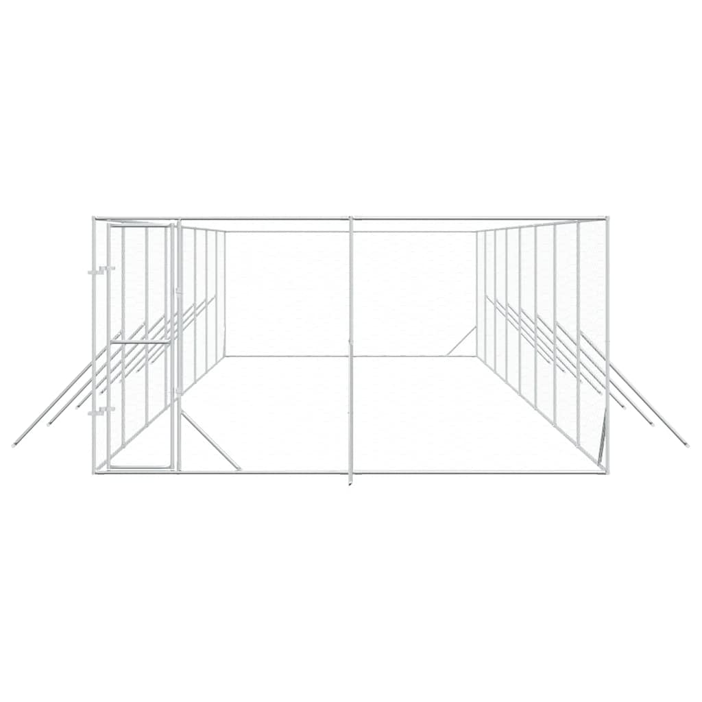 Outdoor Dog Kennel Silver 4x16x2 m Galvanised Steel
