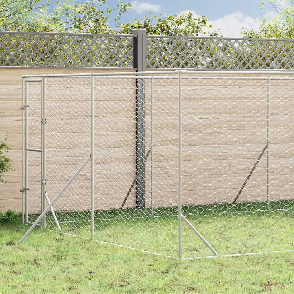 Outdoor Dog Kennel Silver 4x16x2 m Galvanised Steel
