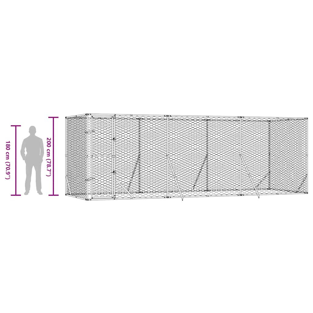 Outdoor Dog Kennel Silver 6x2x2 m Galvanised Steel