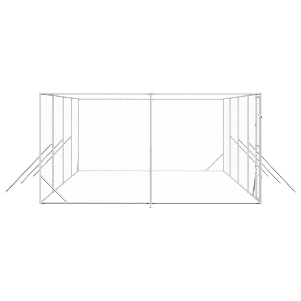 Outdoor Dog Kennel Silver 8x4x2 m Galvanised Steel