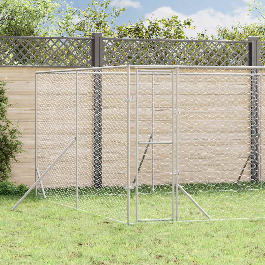 Outdoor Dog Kennel Silver 8x12x2 m Galvanised Steel