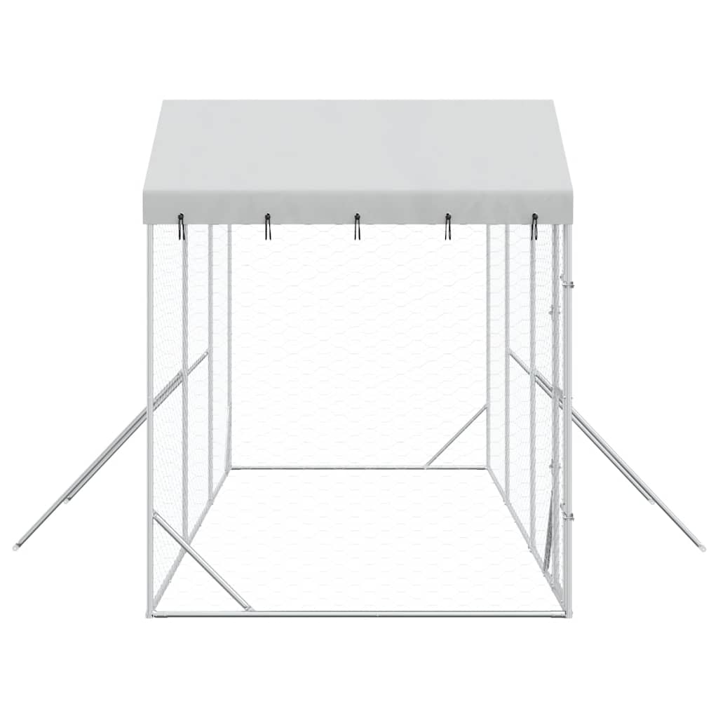 Outdoor Dog Kennel with Roof Silver 6x2x2.5 m Galvanised Steel