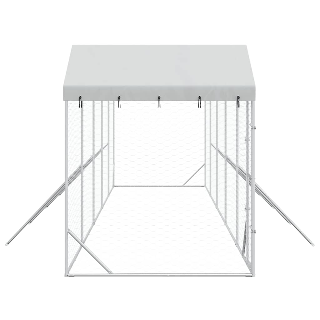 Outdoor Dog Kennel with Roof Silver 10x2x2.5 m Galvanised Steel