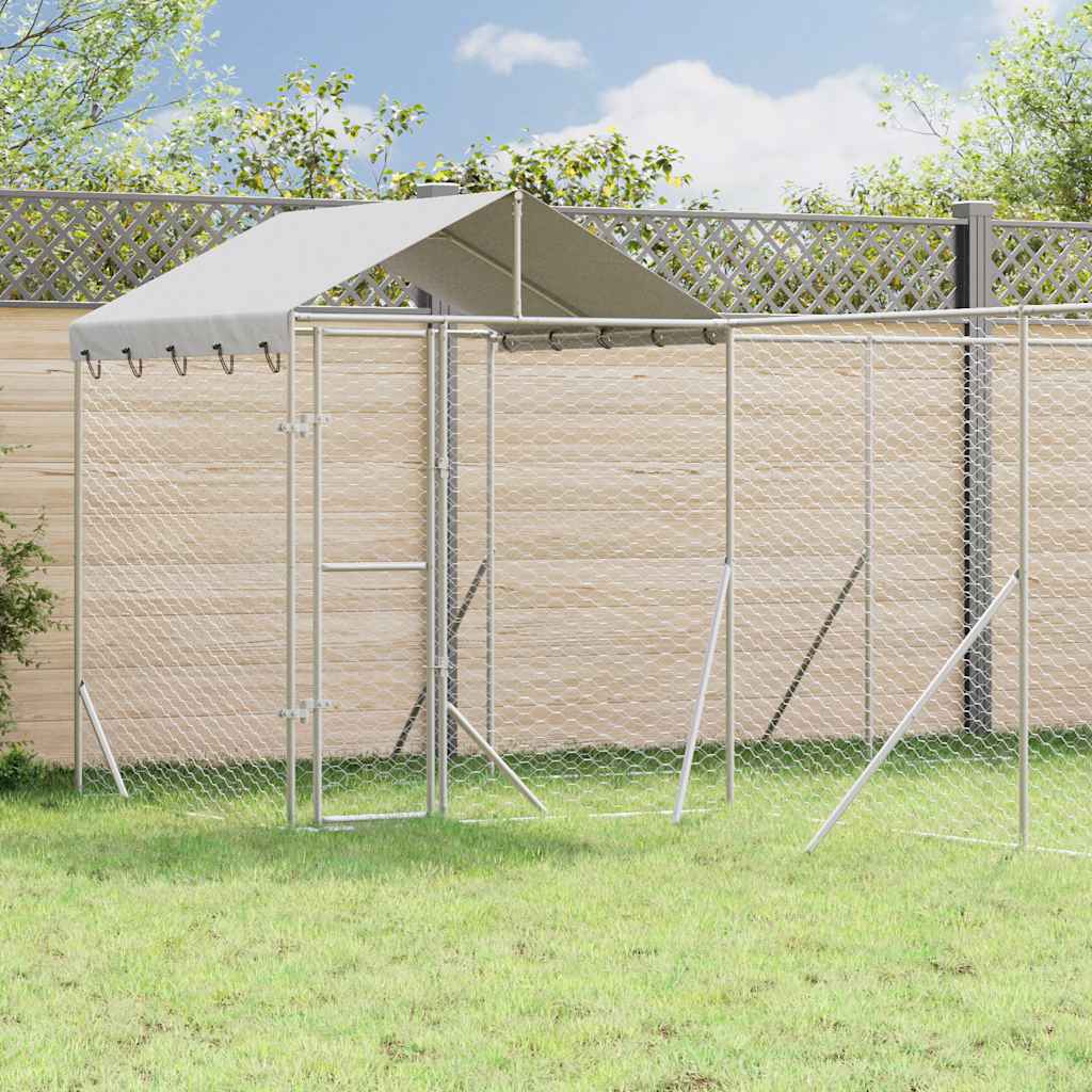 Outdoor Dog Kennel with Roof Silver 10x6x2.5 m Galvanised Steel