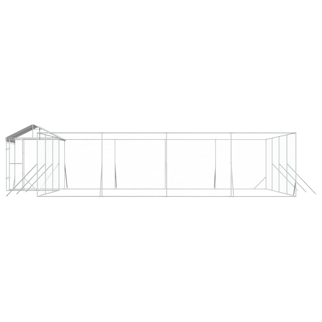 Outdoor Dog Kennel with Roof Silver 10x8x2.5 m Galvanised Steel