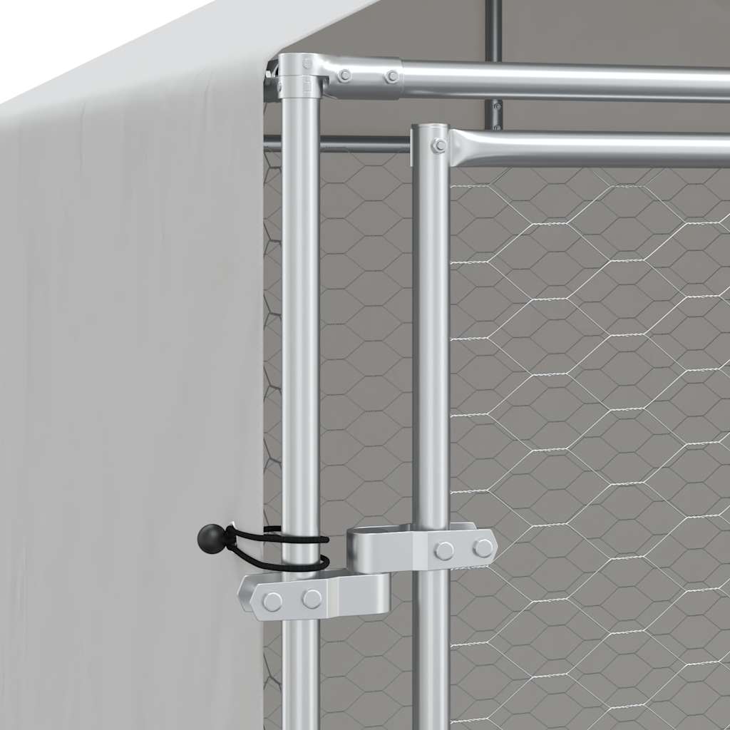 Outdoor Dog Kennel with Roof Silver 2x6x2.5 m Galvanised Steel