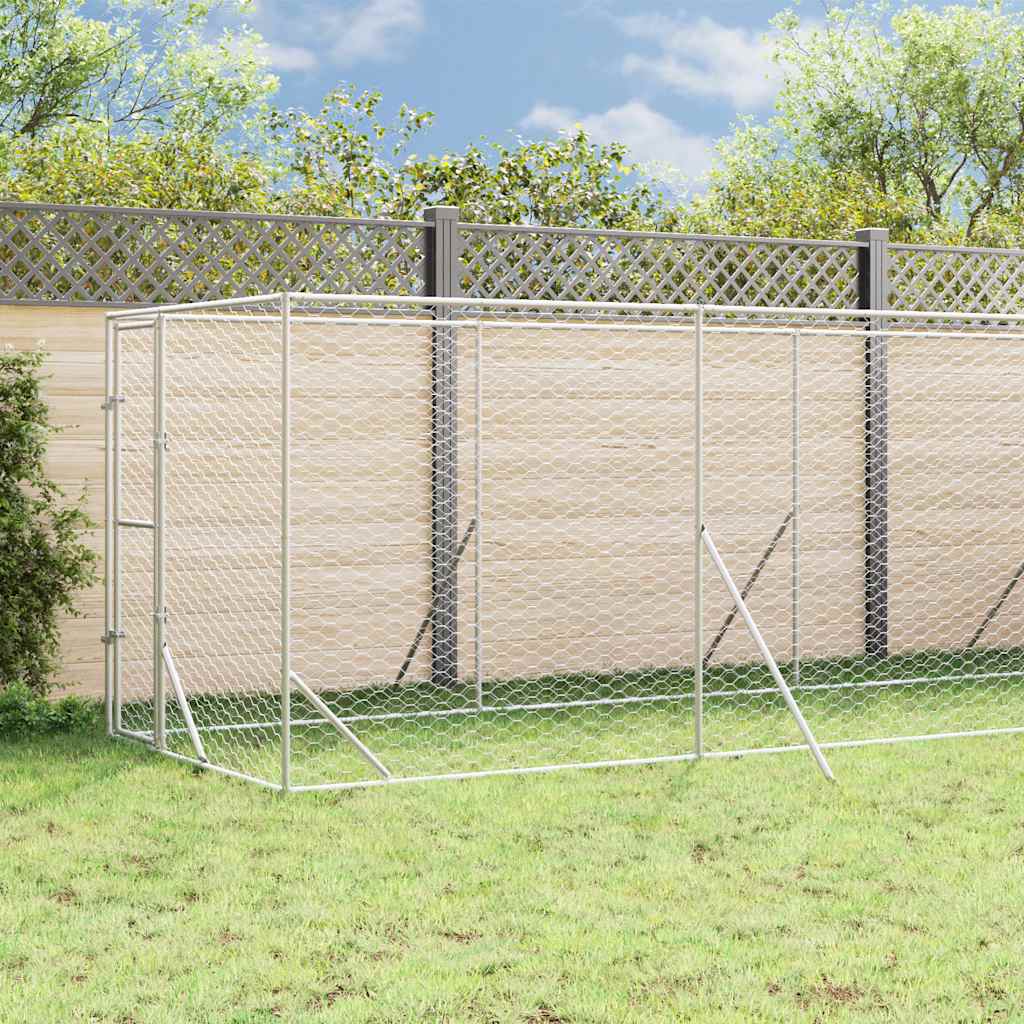 Outdoor Dog Kennel with Roof Silver 2x10x2.5 m Galvanised Steel