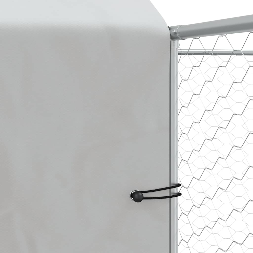 Outdoor Dog Kennel with Roof Silver 6x6x2.5 m Galvanised Steel