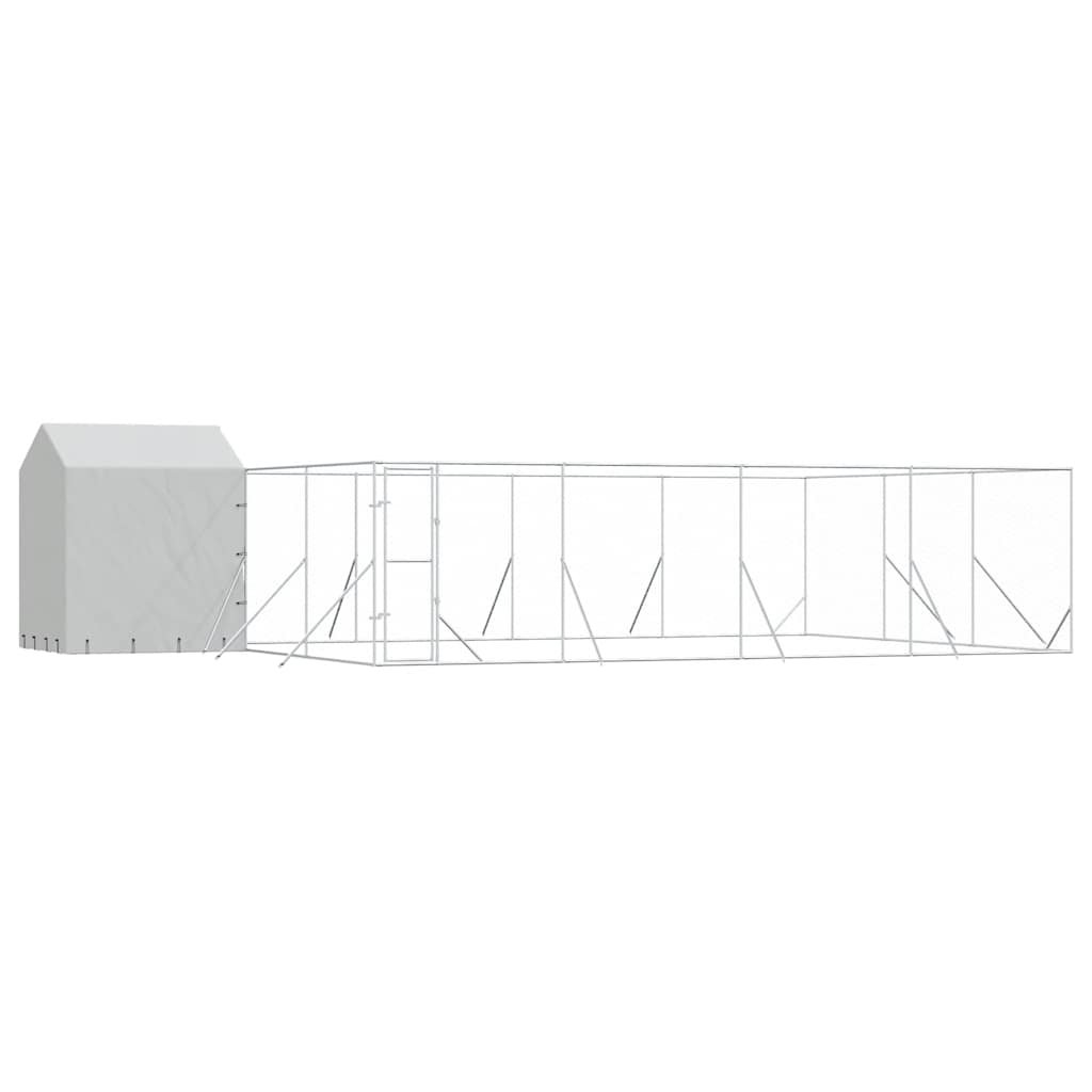 Outdoor Dog Kennel with Roof Silver 10x6x2.5 m Galvanised Steel