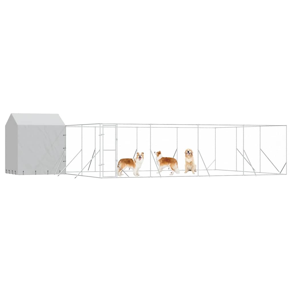 Outdoor Dog Kennel with Roof Silver 10x6x2.5 m Galvanised Steel