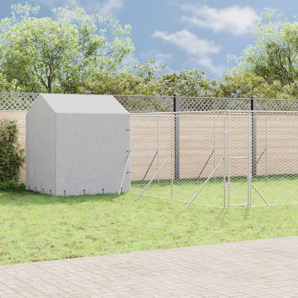 Outdoor Dog Kennel with Roof Silver 10x6x2.5 m Galvanised Steel