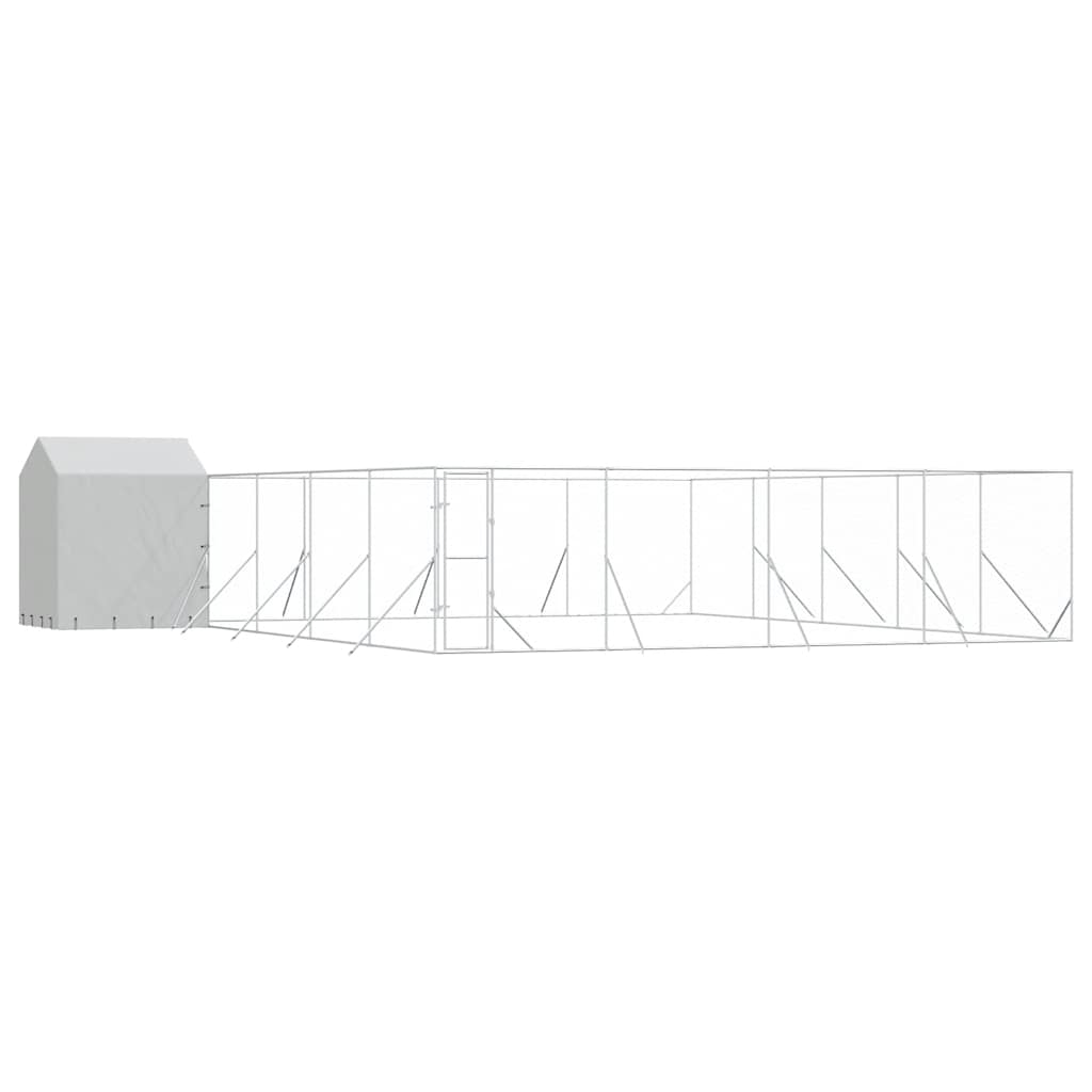 Outdoor Dog Kennel with Roof Silver 10x10x2.5m Galvanised Steel
