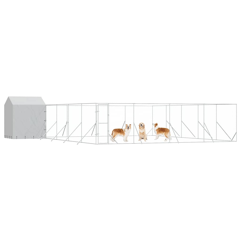 Outdoor Dog Kennel with Roof Silver 10x10x2.5m Galvanised Steel