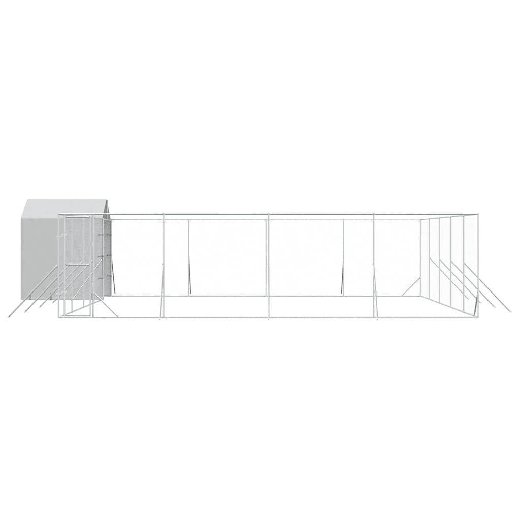 Outdoor Dog Kennel with Roof Silver 10x10x2.5m Galvanised Steel