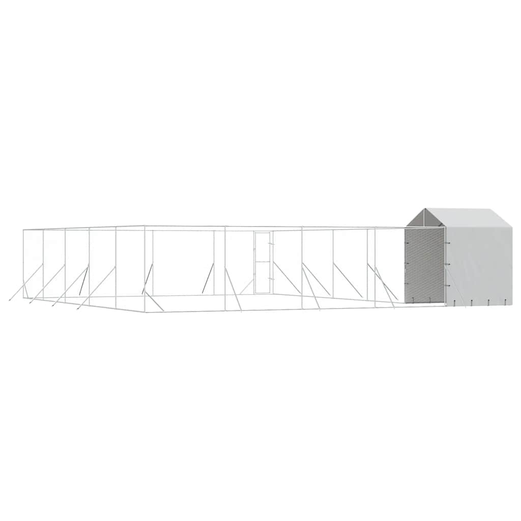 Outdoor Dog Kennel with Roof Silver 10x10x2.5m Galvanised Steel